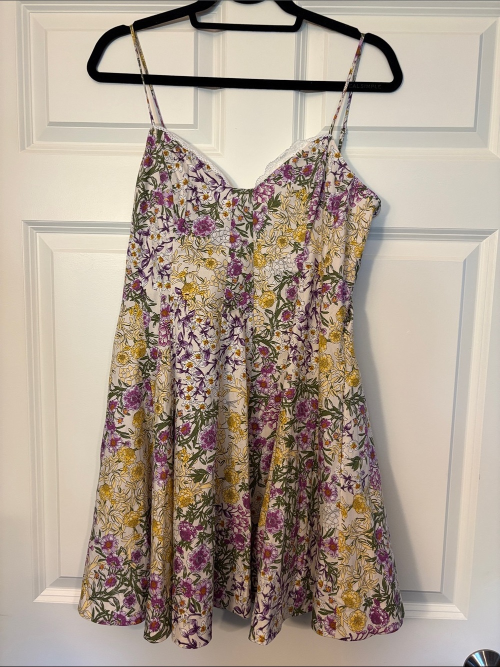 Maeve White Floral Sundress with Purple and Yellow Blooms